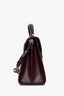 Saint Laurent 2020 Cream/Burgundy Canvas Leather-Trimmed Medium Cassandra Top Handle