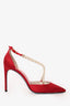 Rene Caovilla Red Satin/Faux Pearl Heels Size 37