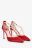 Rene Caovilla Red Satin/Faux Pearl Heels Size 37