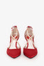 Rene Caovilla Red Satin/Faux Pearl Heels Size 37