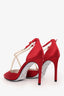 Rene Caovilla Red Satin/Faux Pearl Heels Size 37