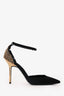 Burberry Black Satin Bead Embellished Heels Size 37