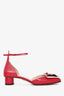 Christian Dior Red Leather Butterfly Kitten Block Heels Size 38.5