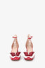 Christian Dior Red Leather Butterfly Kitten Block Heels Size 38.5