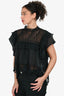 Isabel Marant Etoile Black Cotton Frilly Top Size 40