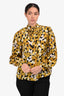 Saint Laurent Black/Yellow Silk Butterfly Button Down Blouse Size 40