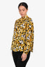 Saint Laurent Black/Yellow Silk Butterfly Button Down Blouse Size 40