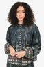 Isabel Marant Etoile Teal Cotton 'Salika' Button Detail Blouse Size 34