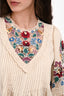 Sea New York Beige Cotton Floral Embroidered Short Sleeve Top Size L