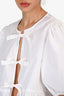Ganni White Cotton Bow Peplum Top Size 42