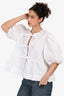 Ganni White Cotton Bow Peplum Top Size 42