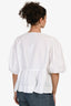 Ganni White Cotton Bow Peplum Top Size 42