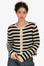 Allude Beige/Black Cashmere/Wool Gold Button Cardigan Size L