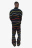 Marni Black/Multicolour Striped Zip-up Sweater With Wide Leg Pants Set Size 54 Mens