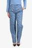 Fendi Blue Denim Logo All Over Chambray Trousers Size 38