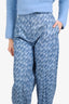 Fendi Blue Denim Logo All Over Chambray Trousers Size 38