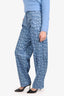 Fendi Blue Denim Logo All Over Chambray Trousers Size 38