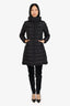 Moncler Black Flammette Hooded Long Down Coat Size 1