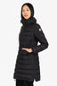 Moncler Black Flammette Hooded Long Down Coat Size 1