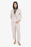 Brunello Cucinelli Beige Glitter Linen Single Breasted Suit Set Size 38/32