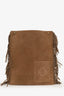 Maje Brown Suede Fringed Shoulder Bag