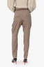 Brunello Cucinelli Beige Silk Straight Leg Trousers With Leather Belt Size 6