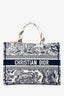 Christian Dior 2021 Navy/White Toile de Jouy Embroidered Medium Book Tote