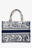 Christian Dior 2021 Navy/White Toile de Jouy Embroidered Medium Book Tote