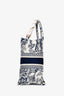 Christian Dior 2021 Navy/White Toile de Jouy Embroidered Medium Book Tote