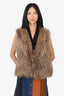 Meteo Yves Salomon Brown Raccoon Fur Vest Size 38