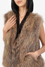 Meteo Yves Salomon Brown Raccoon Fur Vest Size 38