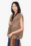 Meteo Yves Salomon Brown Raccoon Fur Vest Size 38
