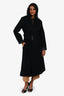 Louis Vuitton Black Wool Monogram Lined Belted Coat Size 36