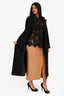 Louis Vuitton Black Wool Monogram Lined Belted Coat Size 36