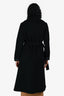 Louis Vuitton Black Wool Monogram Lined Belted Coat Size 36