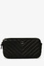 Pre-Loved Chanel™ 2017/18 Black Caviar Chevron Double Zip Wallet On Chain