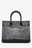 Saint Laurent 2015 Black Croc Embossed Leather Baby Sac De Jour Tote with Strap