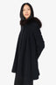 George Simonton Black Wool/Cashmere Coat With Fox Fur Collar Size 4
