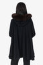 George Simonton Black Wool/Cashmere Coat With Fox Fur Collar Size 4