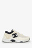 Pre-Loved Chanel™ Beige/Black Leather/Suede CC Chunky Sneaker Size 38