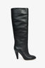 Fendi Black Leather 'Vitello Karligraphy' Embossed Knee High Boots Size 39