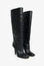 Fendi Black Leather 'Vitello Karligraphy' Embossed Knee High Boots Size 39
