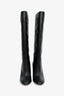 Fendi Black Leather 'Vitello Karligraphy' Embossed Knee High Boots Size 39