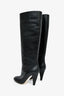 Fendi Black Leather 'Vitello Karligraphy' Embossed Knee High Boots Size 39