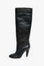Fendi Black Leather 'Vitello Karligraphy' Embossed Knee High Boots Size 39