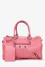 Balenciaga Pink Leather Motocyle Work Bag with Strap