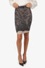 BCBG Max Azria Black Lace Printed Skirt Size S