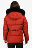 Moose Knuckle Red Fur Hooded Down Parka Jacket Size M