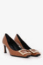 Roger Vivier Brown Leather Buckle Detail Heels Size 36