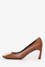 Roger Vivier Brown Leather Buckle Detail Heels Size 36